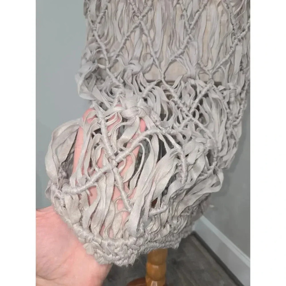 Handmade Knit Tape Yarn Macrame Sleeveless Dress sz M/L - Picture 3 of 5